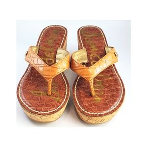 Sam Edelman Tan  Romy Thong Cork Wedge Sandals